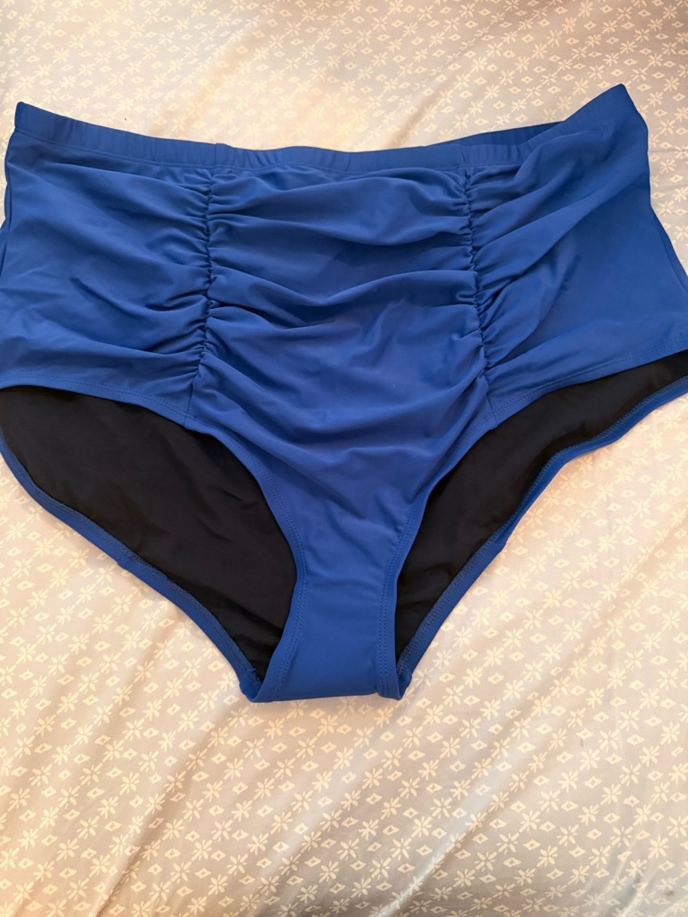 torrid Blue High-Waist Ruched Swim Shorts